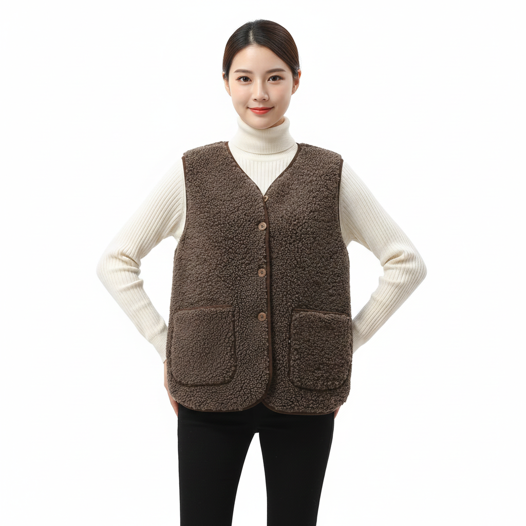 Women's Sleeveless Vest with Sherpa Wool Style