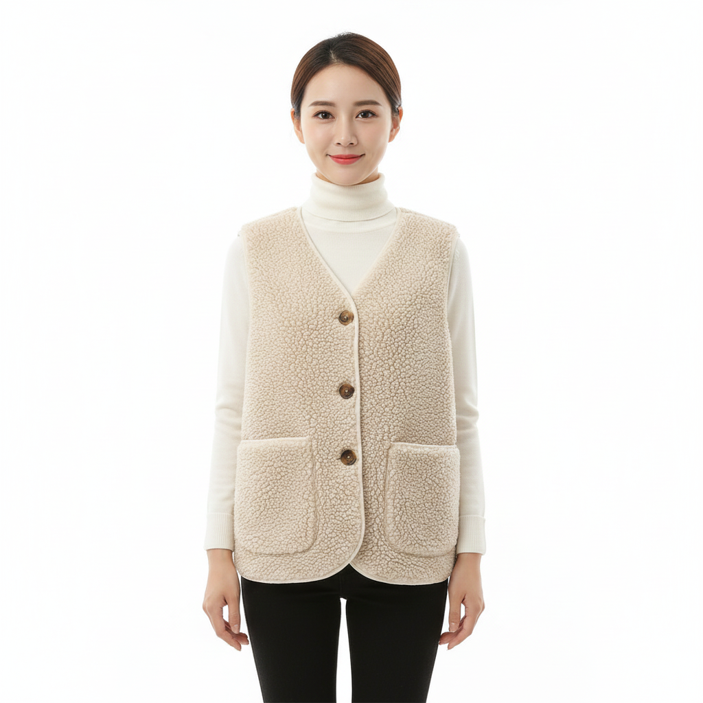 Women's Sleeveless Vest with Sherpa Wool Style