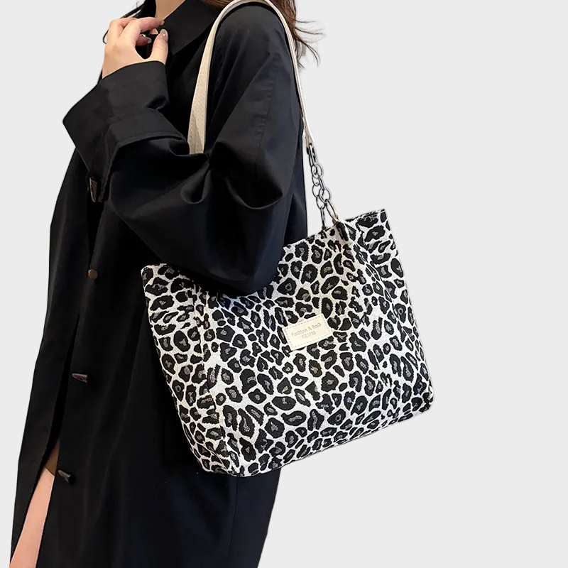 Eleanor Women's Woven Leopard Print Tote Bag, view 6