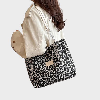 Eleanor Women's Woven Leopard Print Tote Bag, view 7