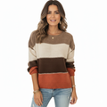 Women's Long Sleeve Sweater with Striped Pattern
