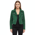 Women's Suede Jacket with Biker Style and Comfort