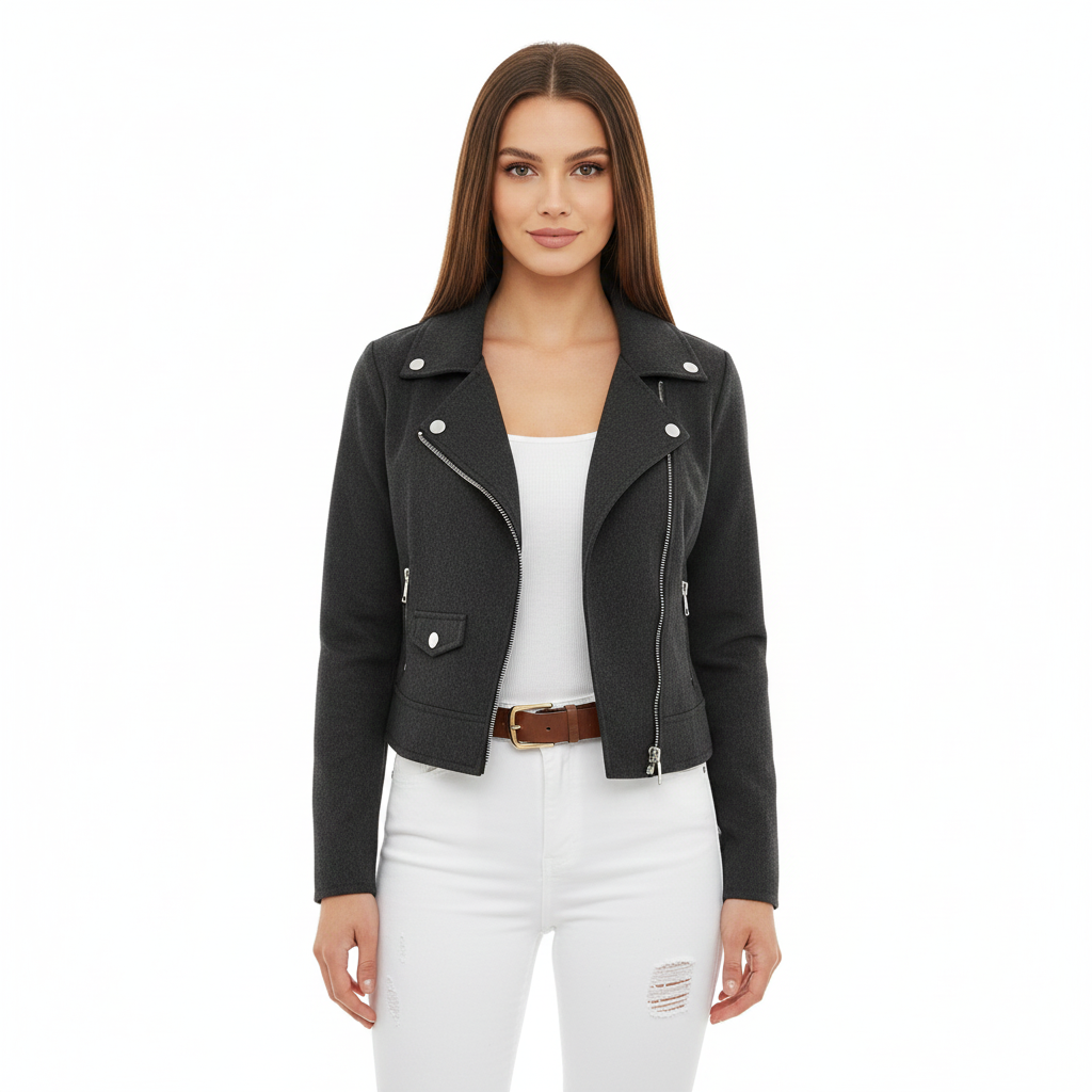 Women's Suede Biker Jacket with Tailored Fit