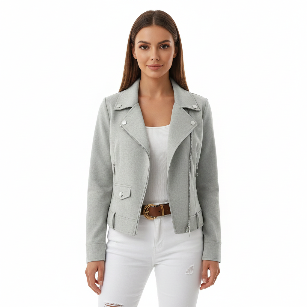 Women's Suede Biker Jacket with Tailored Fit