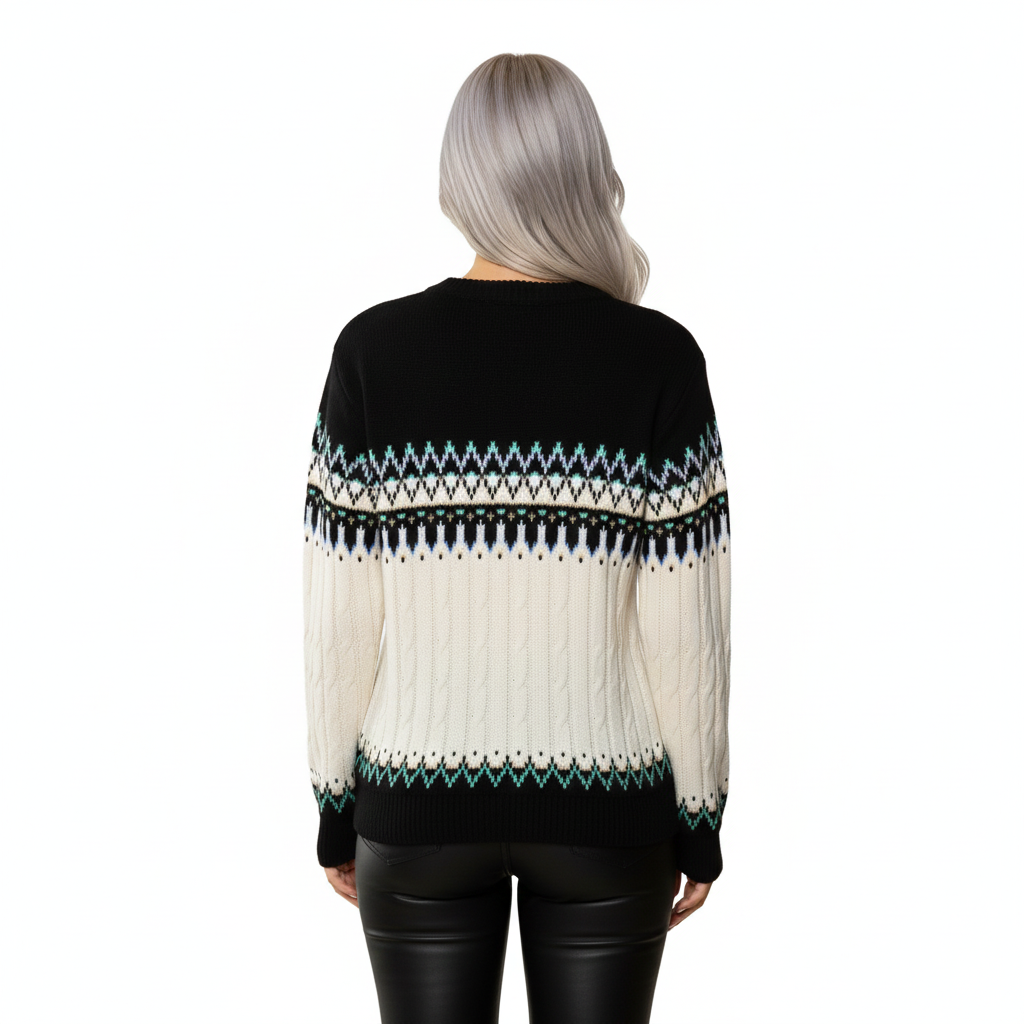 Women's Sweater with Warm Knit and Geometric Patterns