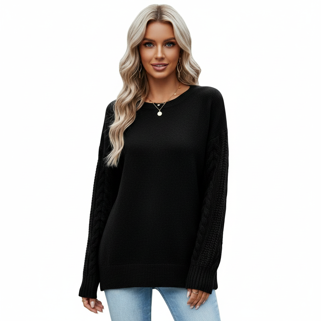Women's Knit Sweater with Long Sleeves for All Seasons