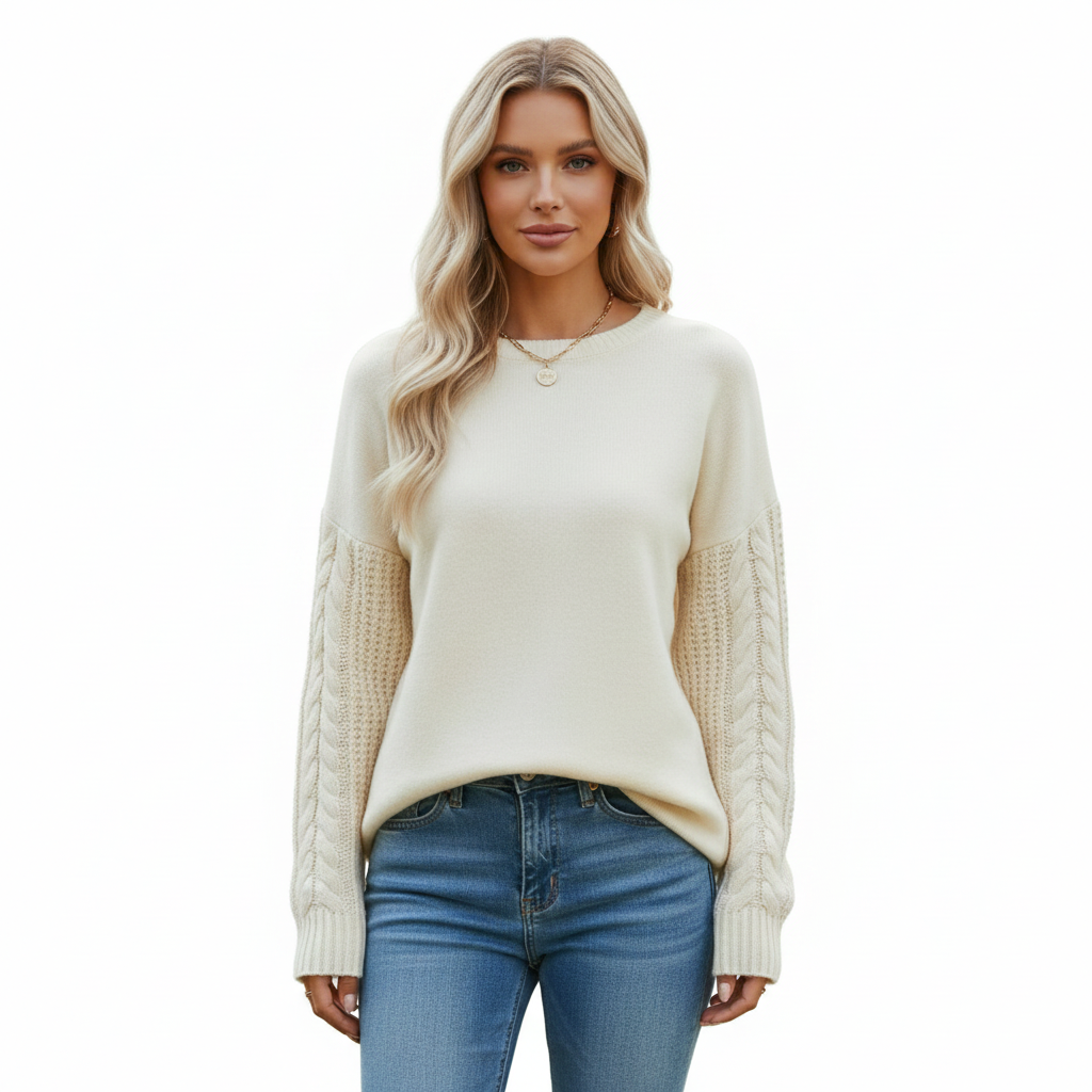 Women's Knit Sweater with Long Sleeves for All Seasons