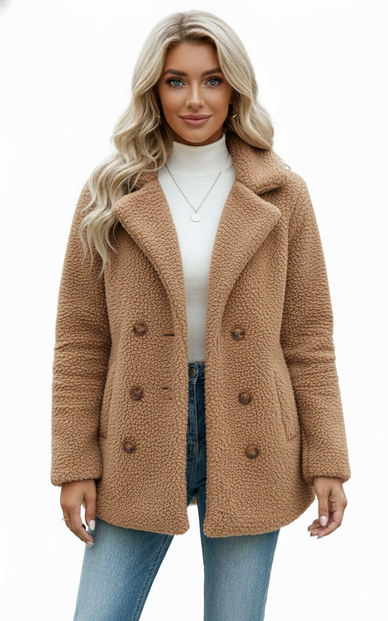 Women's Coat with Classic Lapel and Refined Cut