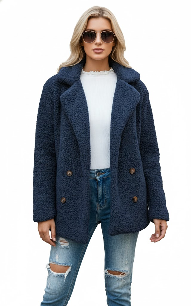 Women's Coat with Classic Lapel and Refined Cut