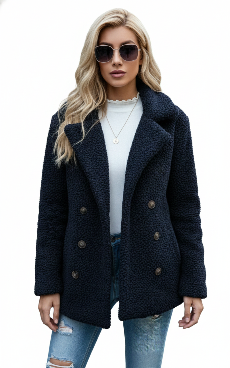 Women's Coat with Classic Lapel and Refined Cut