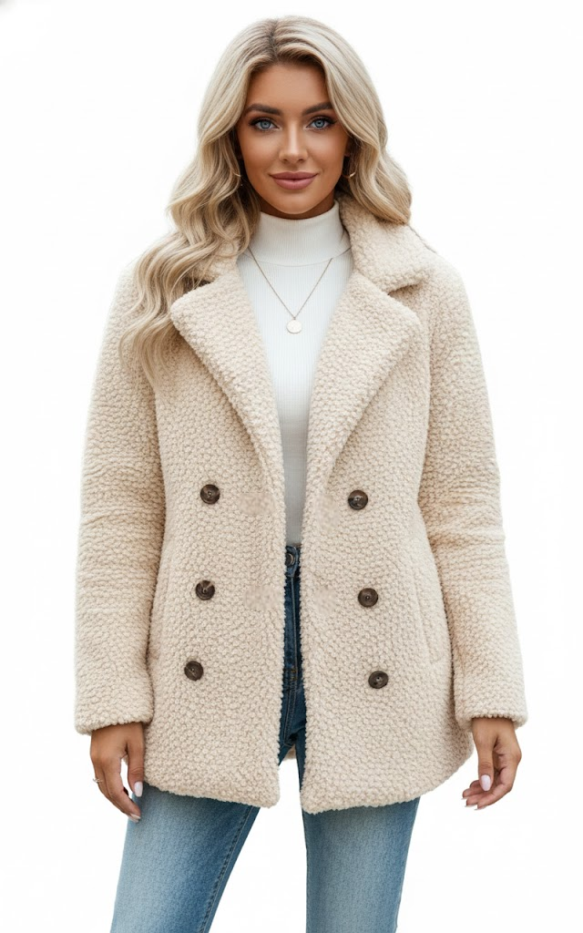 Women's Coat with Classic Lapel and Refined Cut