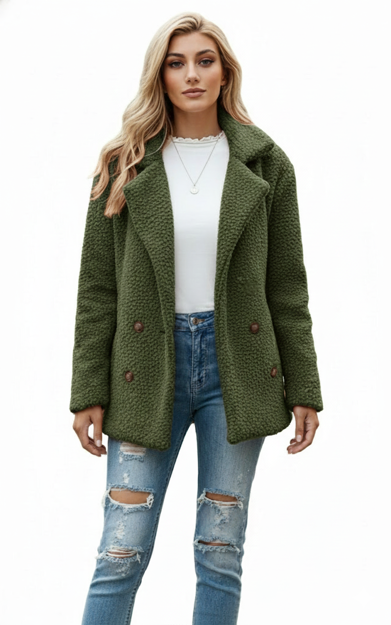 Women's Coat with Classic Lapel and Refined Cut