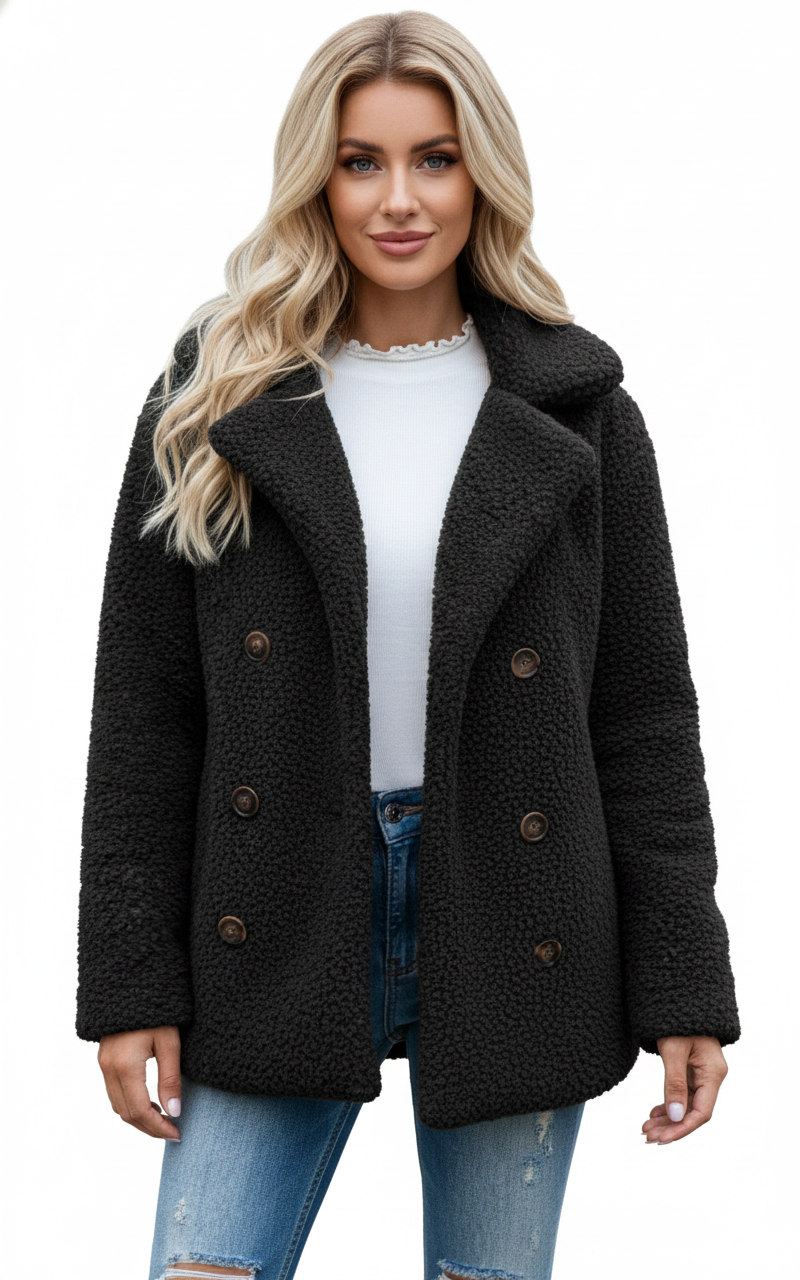 Women's Coat with Classic Lapel and Refined Cut