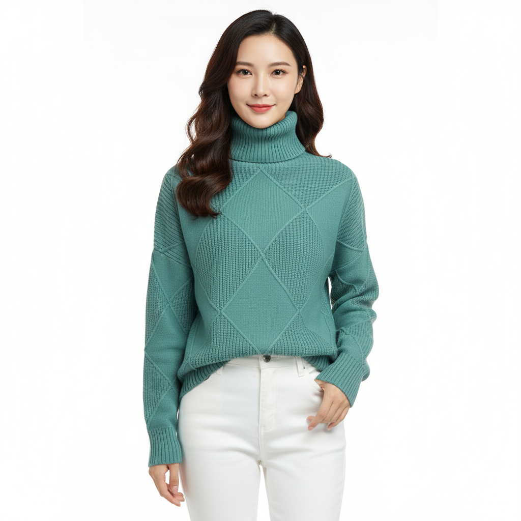 Women's Turtleneck Sweater with Soft and Warm Fabric