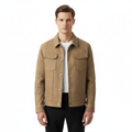 Men's Suede Jacket with Button-Front Closure and Refined Collar