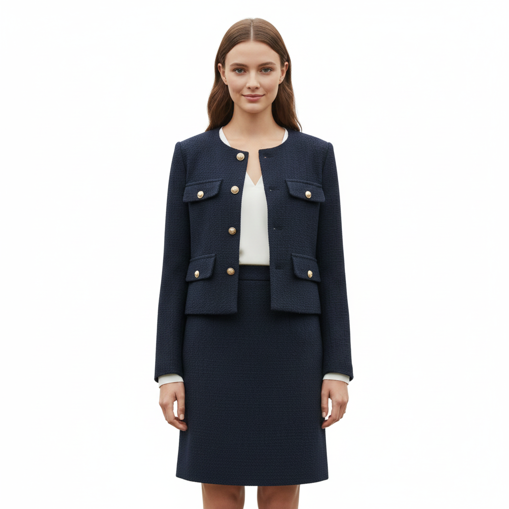 Women's Classic Coat with Decorative Buttons