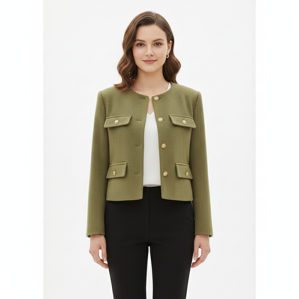 Women's Classic Coat with Decorative Buttons
