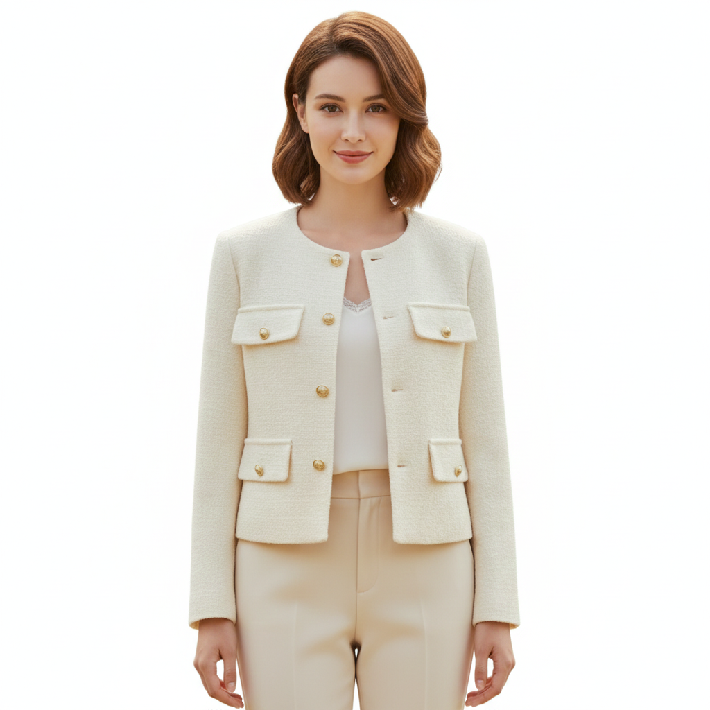 Women's Classic Coat with Decorative Buttons