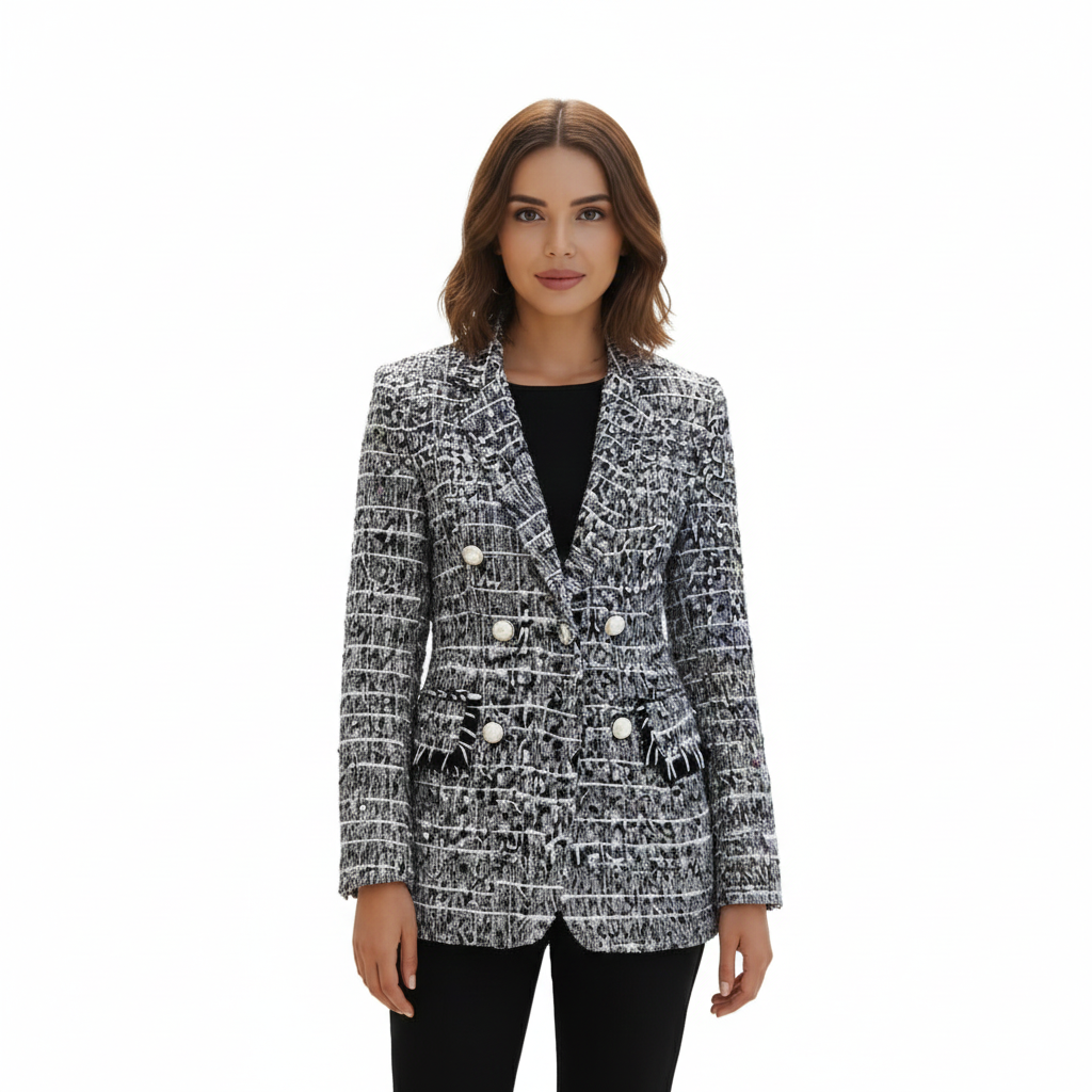 Women's Tweed Blazer with Modern and Versatile Style