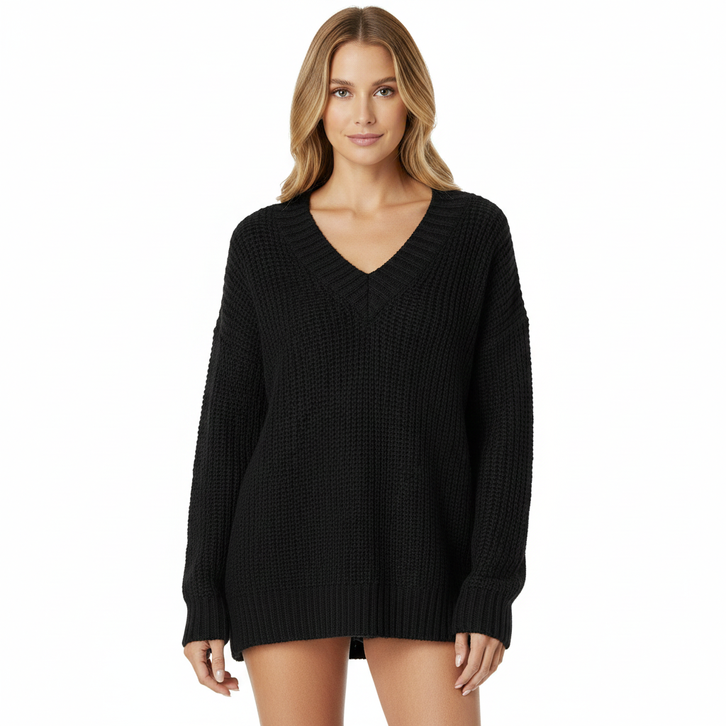 Women's V-Neck Sweater with Long Sleeves