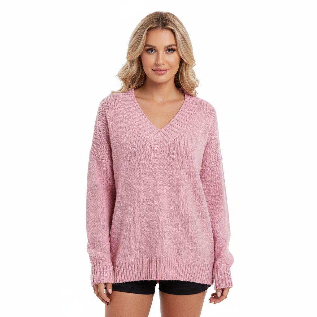 Women's V-Neck Sweater with Long Sleeves