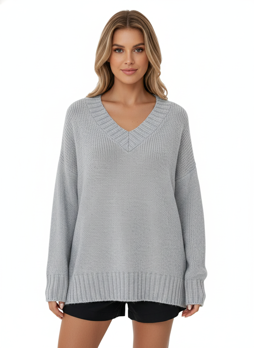 Women's V-Neck Sweater with Long Sleeves