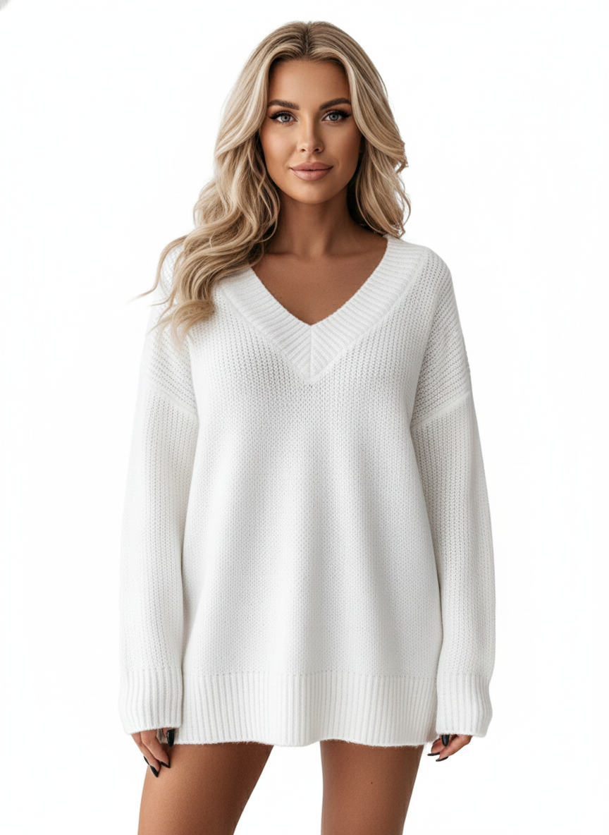 Women's V-Neck Sweater with Long Sleeves