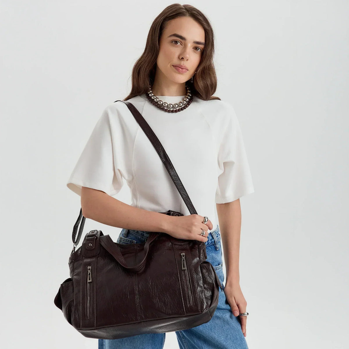 Launa Women's Faux Leather Crossbody Bag, view 16
