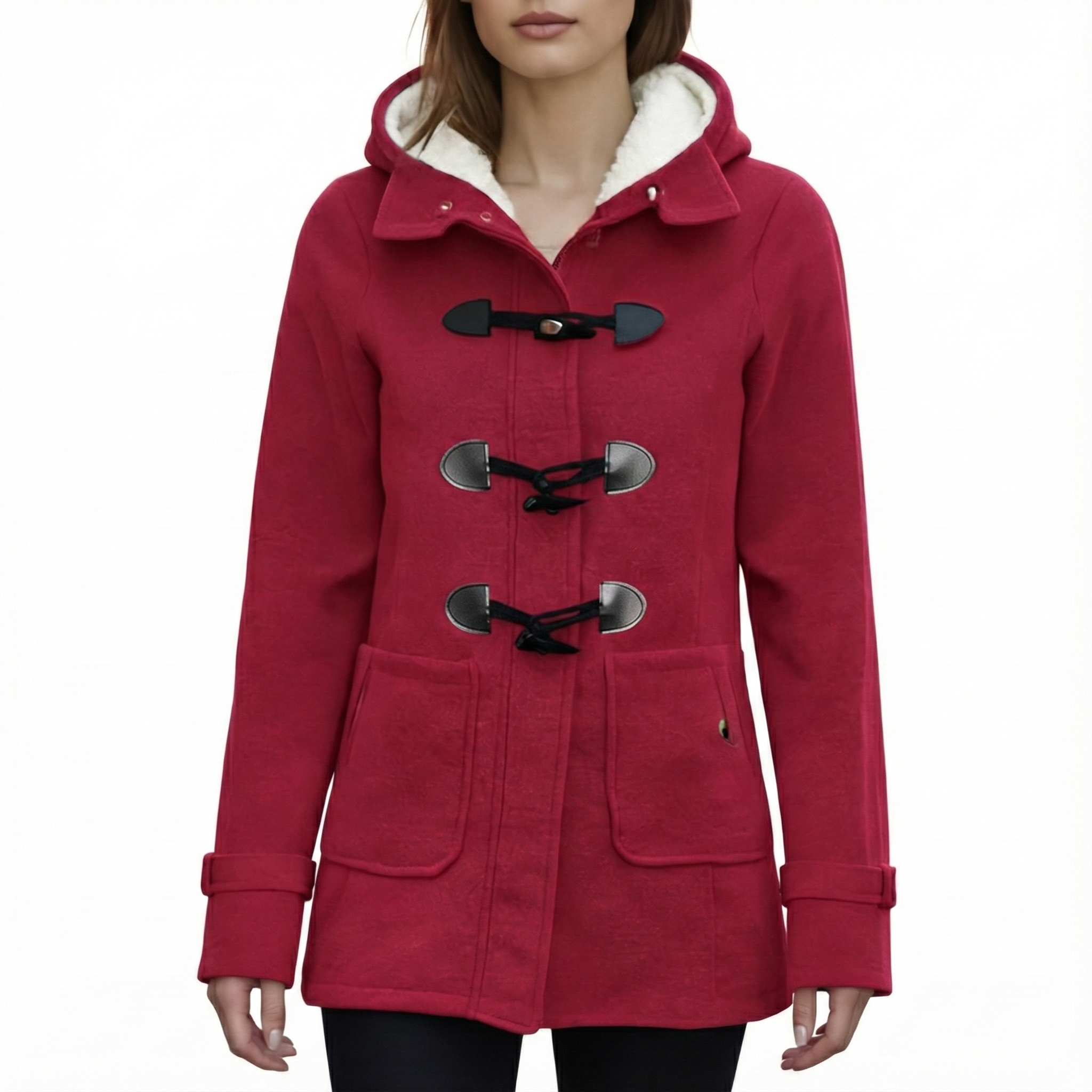 Women's Long Winter Coat with Built-in Hood and Pockets