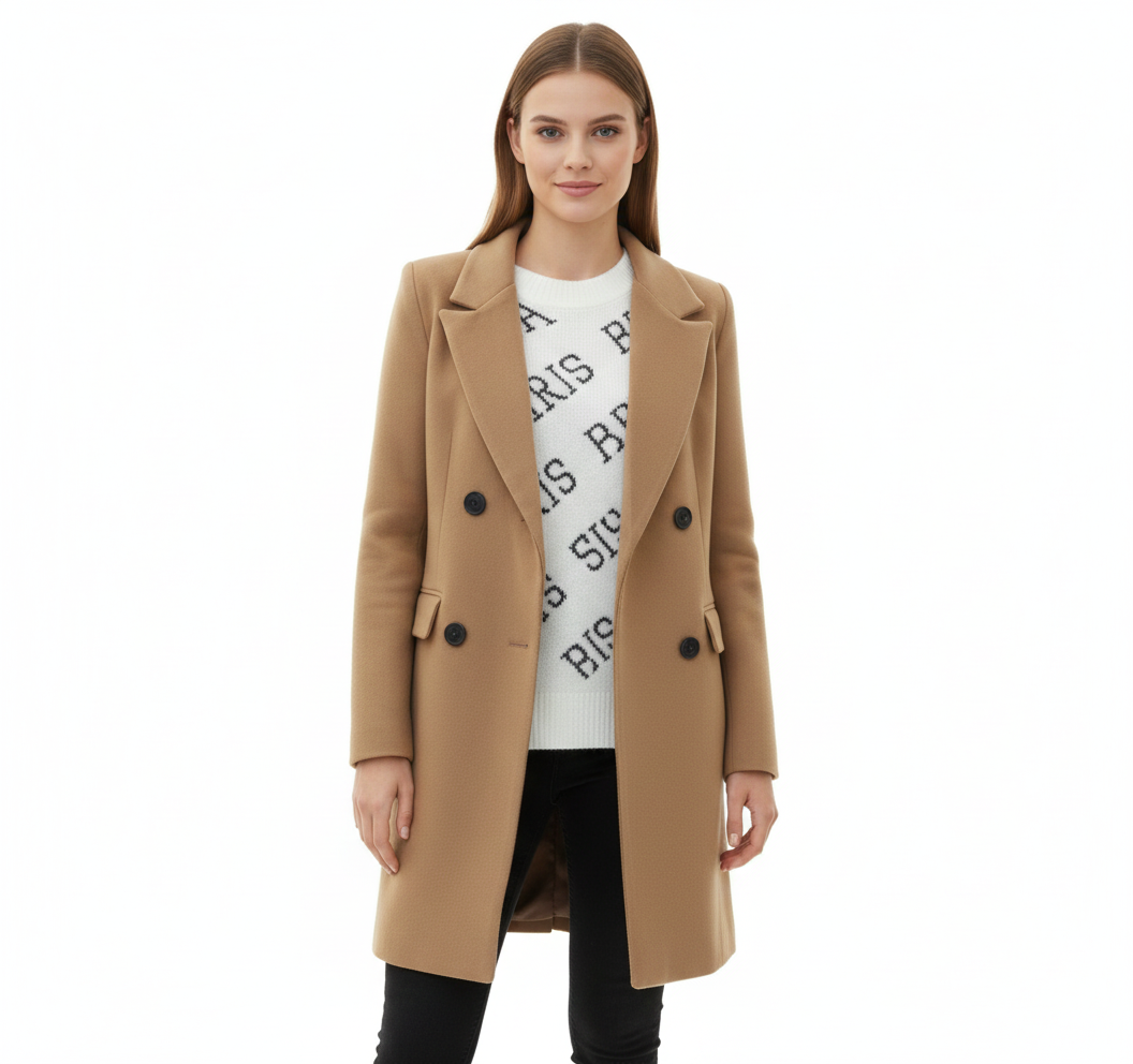 Women's Long Winter Coat with Elegant Design