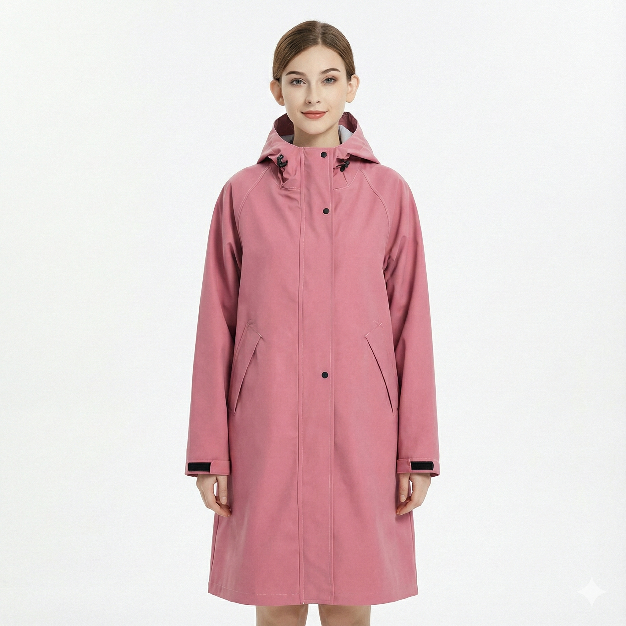Women's Rain Jacket with Lightweight, Windproof Design and Adjustable Hood