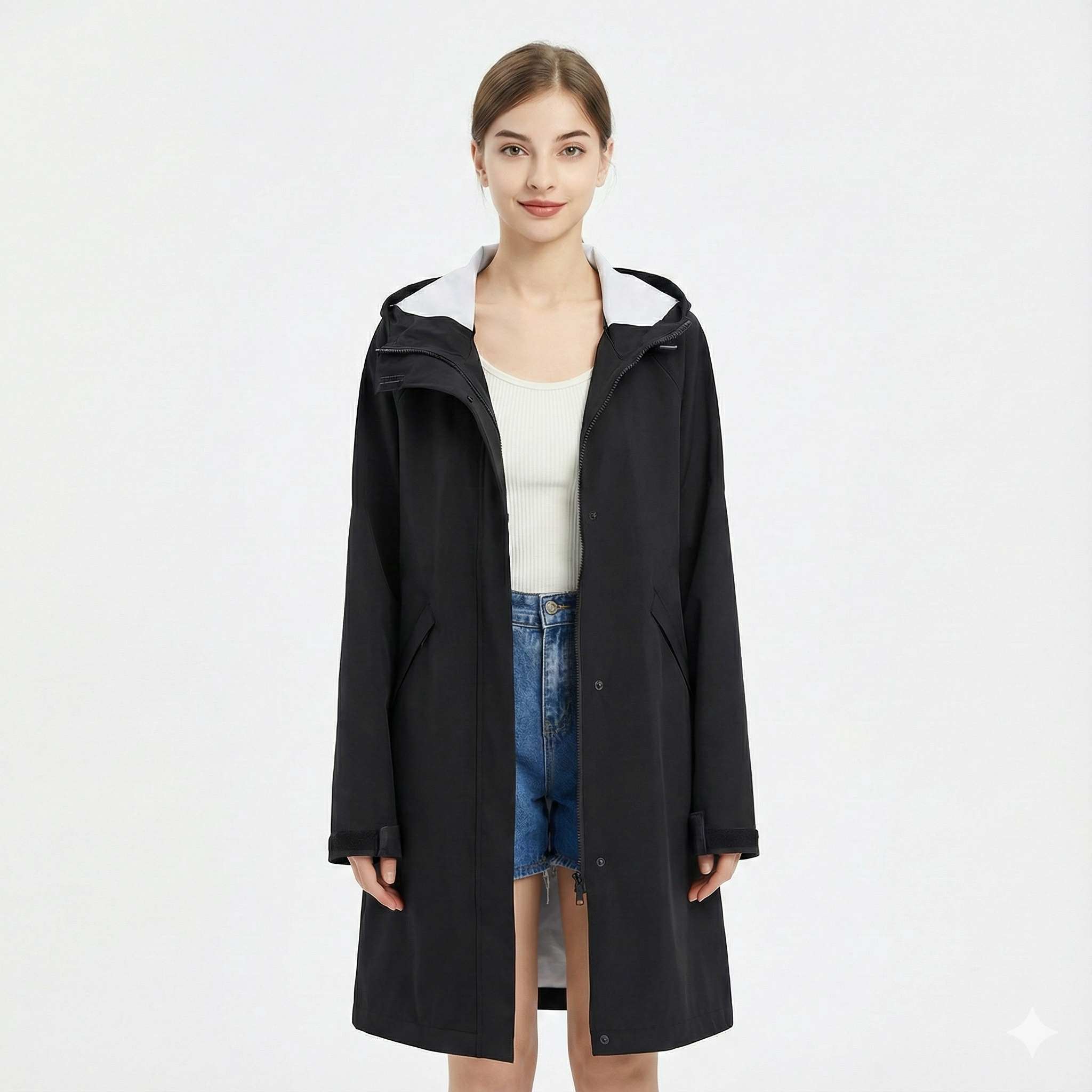 Women's Rain Jacket with Lightweight, Windproof Design and Adjustable Hood