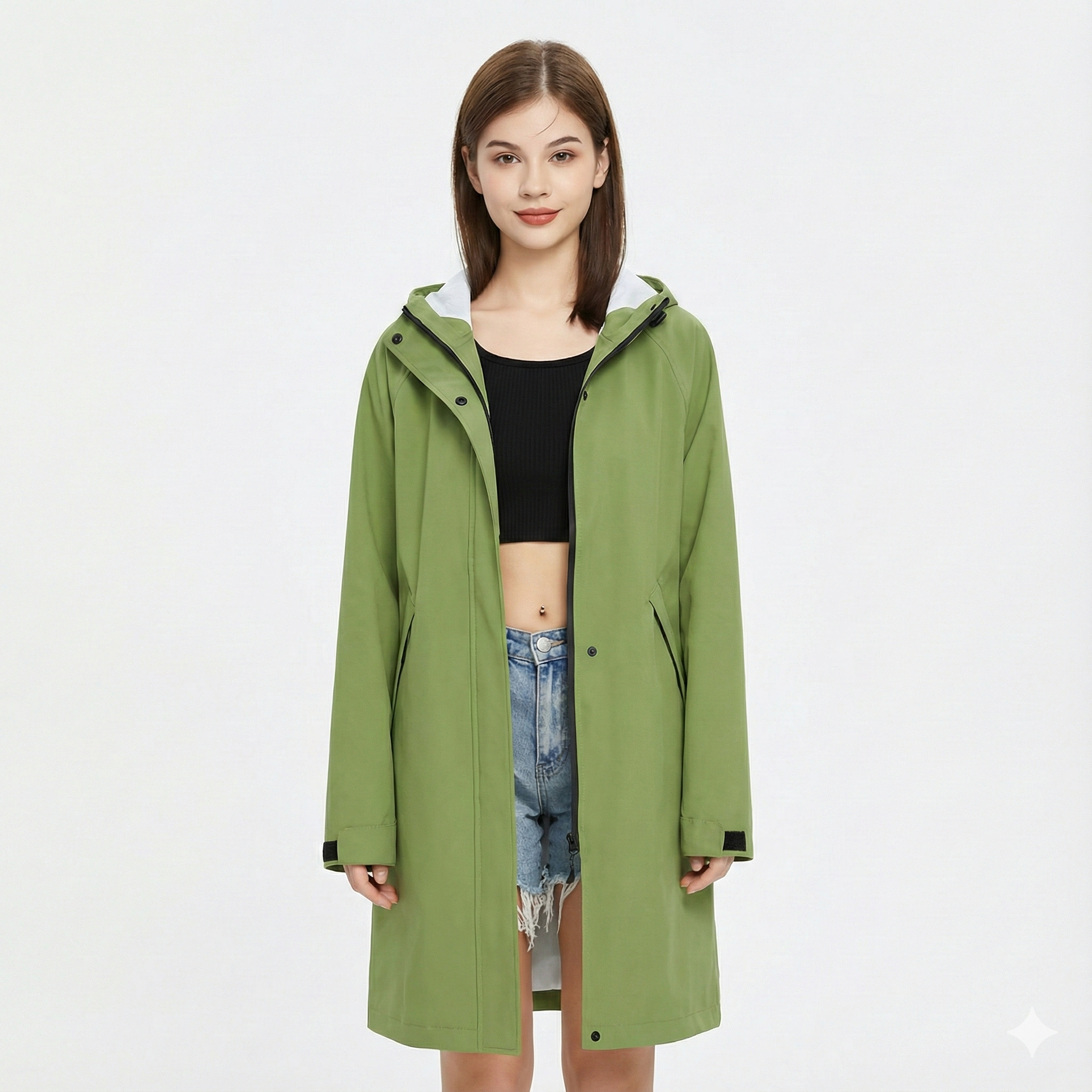 Women's Rain Jacket with Lightweight, Windproof Design and Adjustable Hood