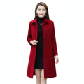 Women's Long Coat with Elegant Collar and Button-Front Closure
