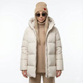 Women's Winter Coat with Integrated Hood and Zip Closure