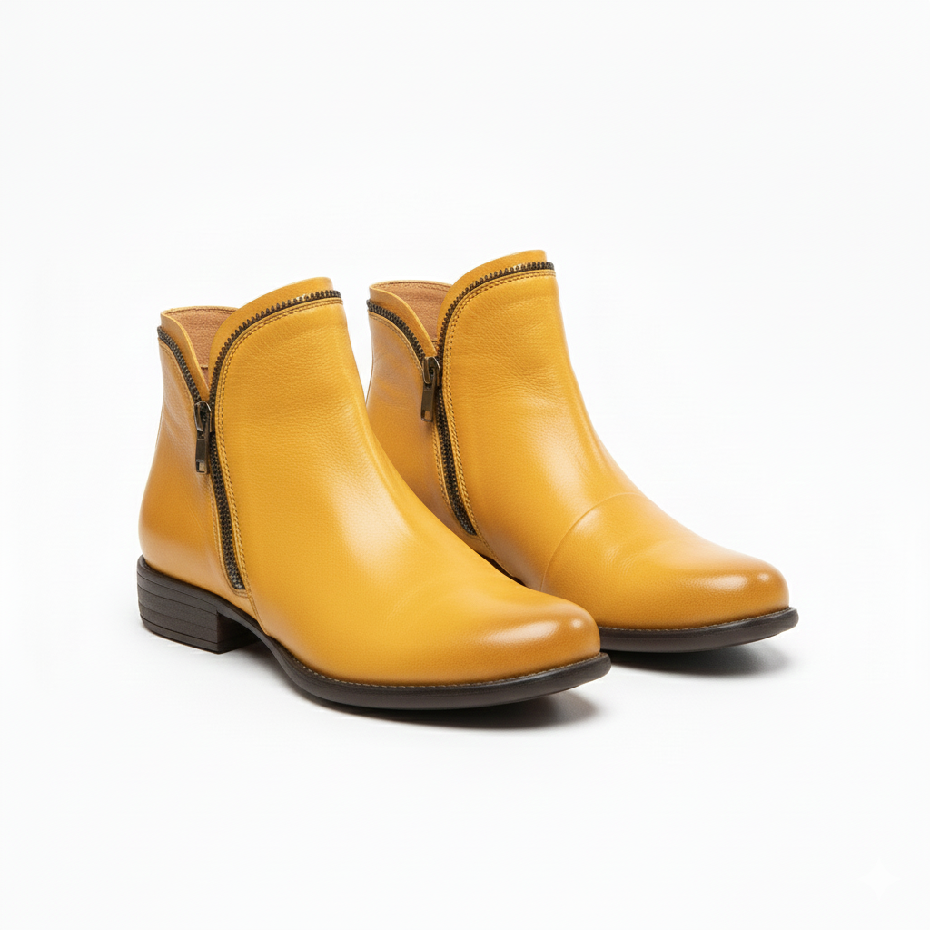 Women's Leather Ankle Boots with Durable Zip Closure