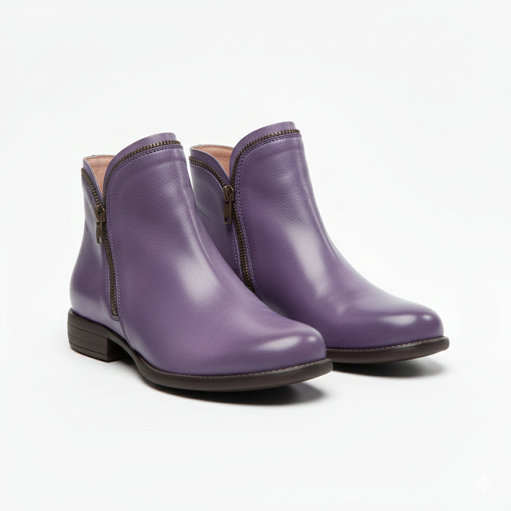 Women's Leather Ankle Boots with Durable Zip Closure