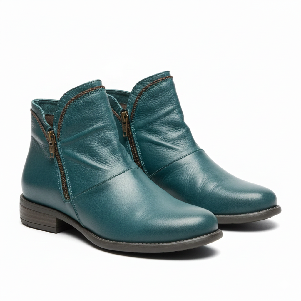 Women's Leather Ankle Boots with Durable Zip Closure