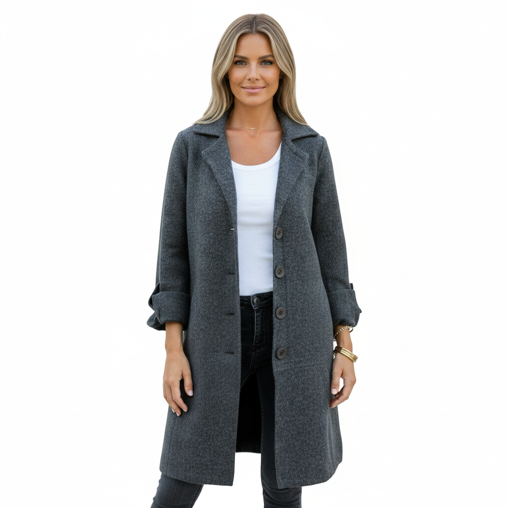 Women's Spring Coat with Lightweight Wool Fabric