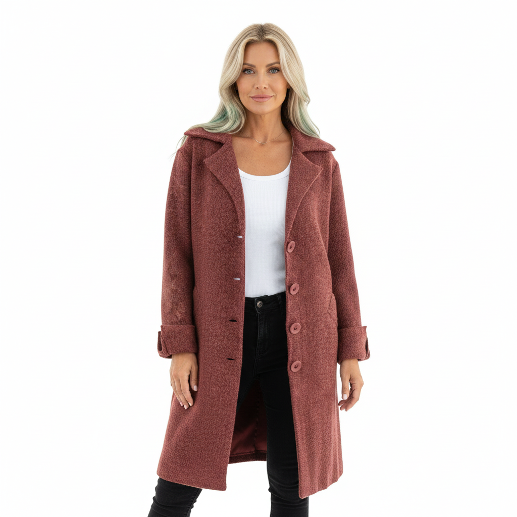 Women's Spring Coat with Lightweight Wool Fabric