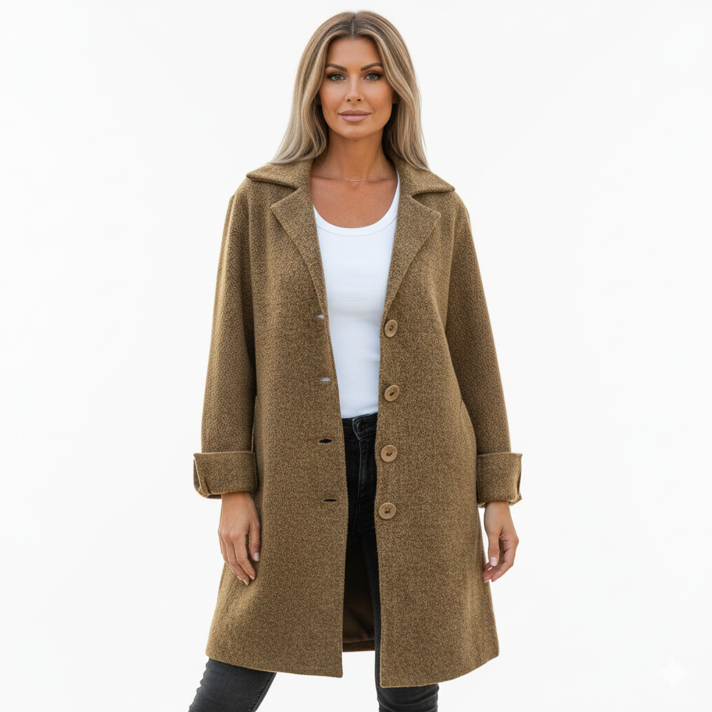 Women's Spring Coat with Lightweight Wool Fabric