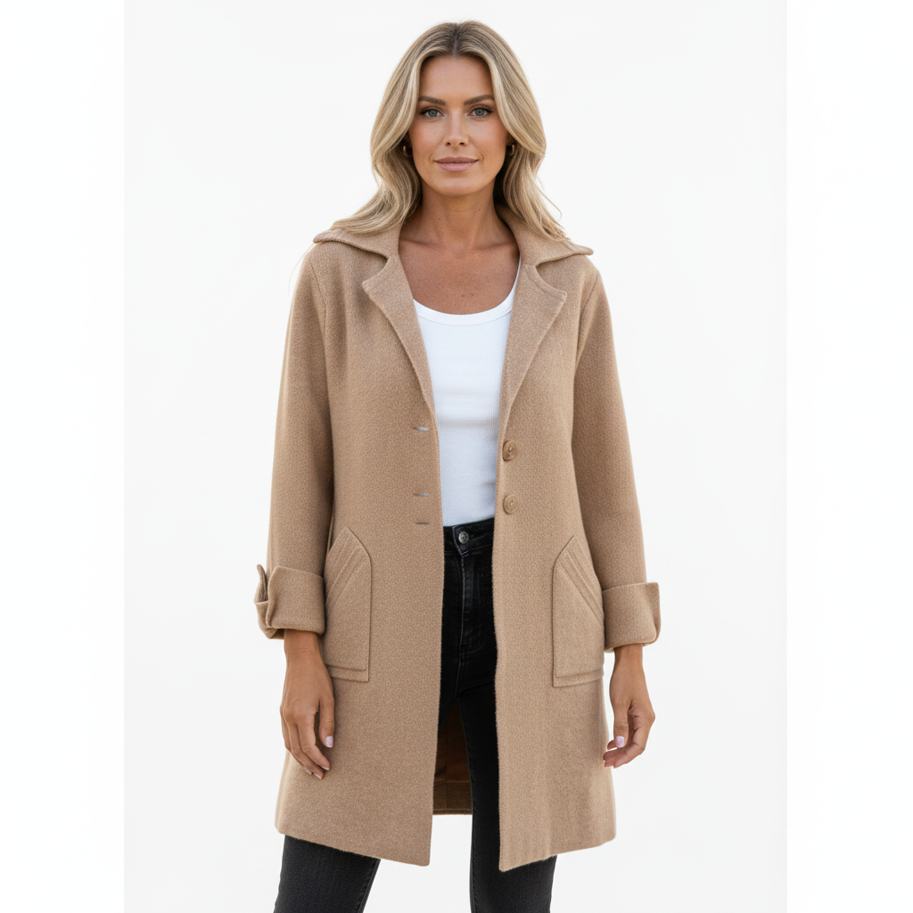 Women's Spring Coat with Lightweight Wool Fabric