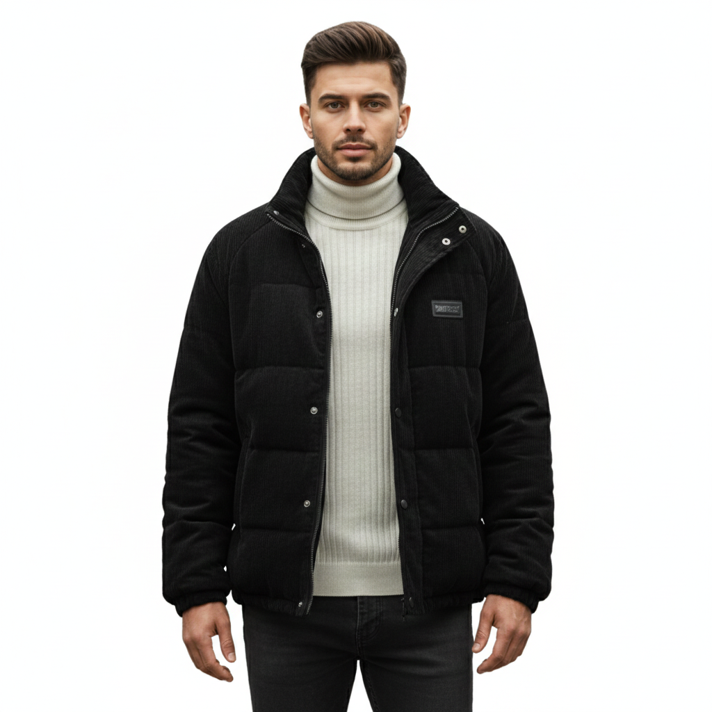Men's Jacket with Ribbed Velvet and Wool Blend