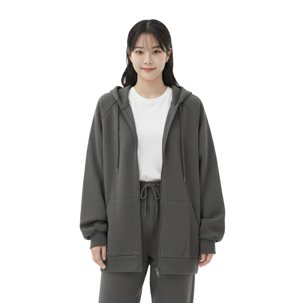 Women's Oversized Jacket with Hood and Pockets