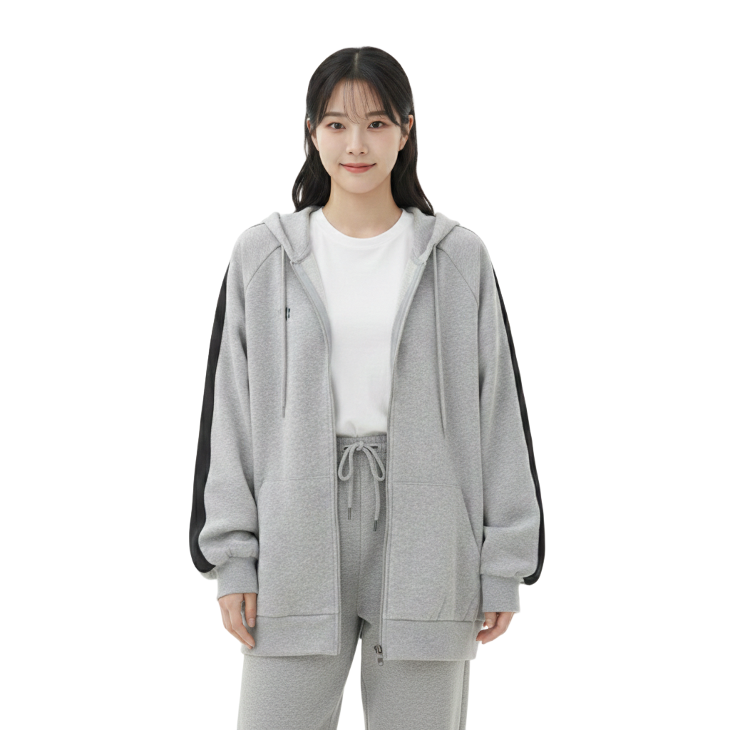 Women's Oversized Jacket with Hood and Pockets