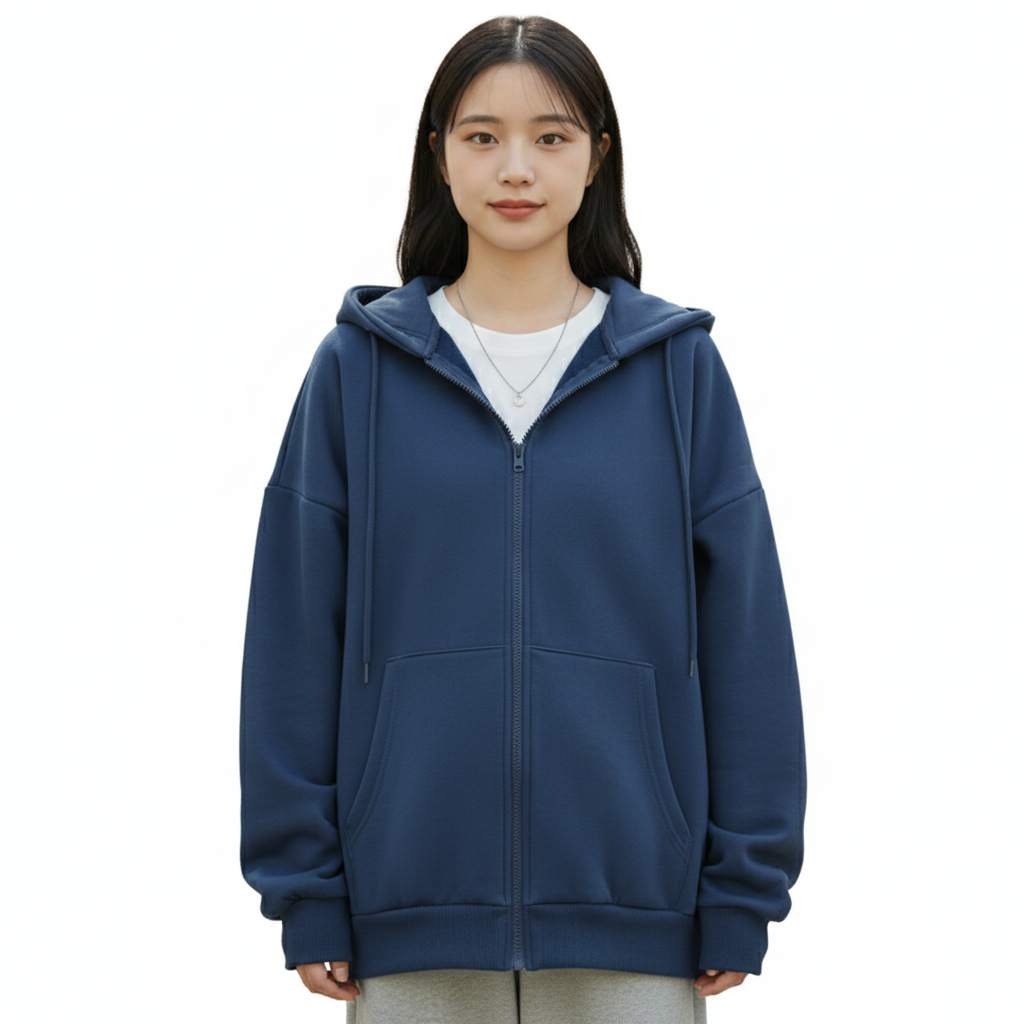 Women's Oversized Jacket with Hood and Pockets