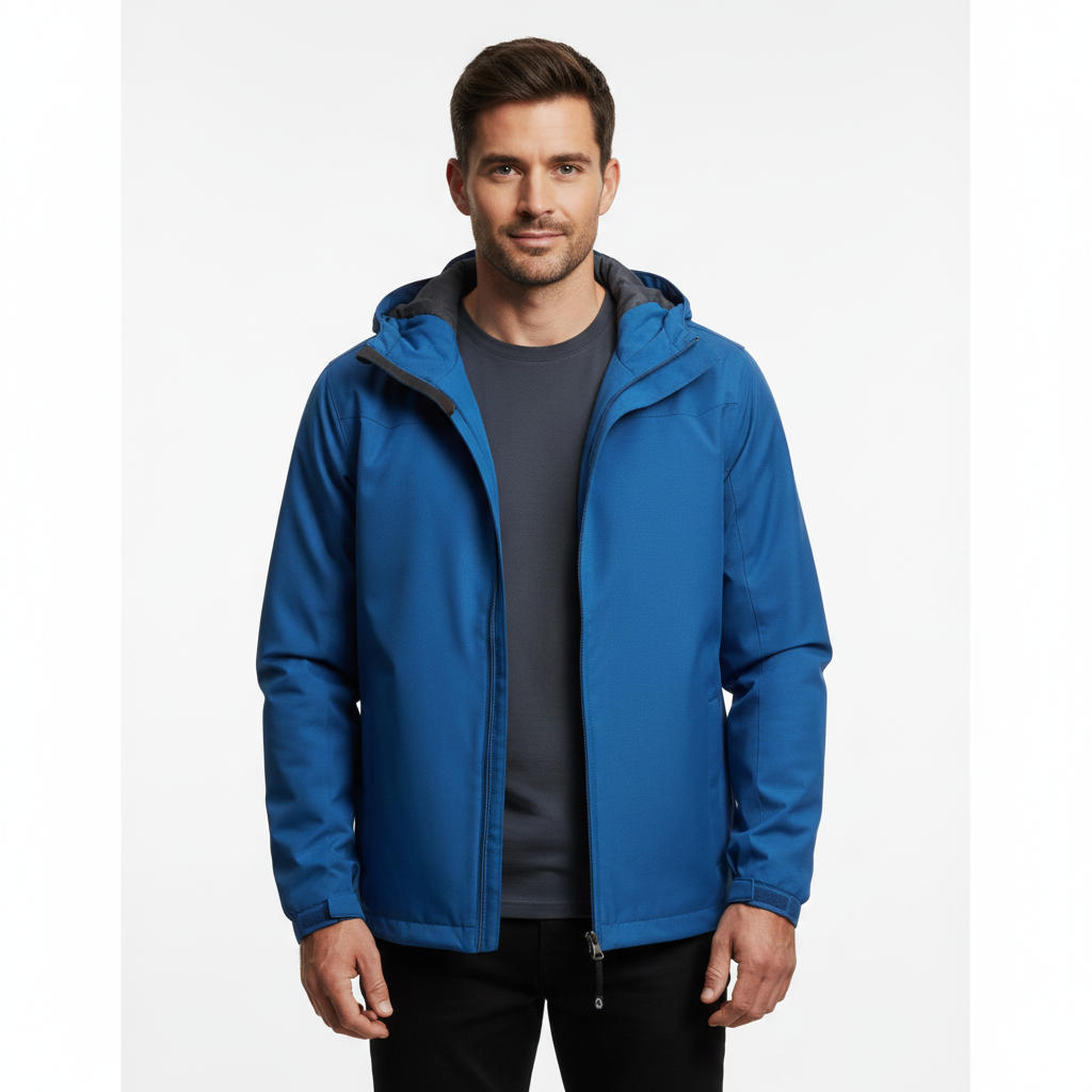 Men's Lightweight Waterproof Jacket with Durable Nylon Construction