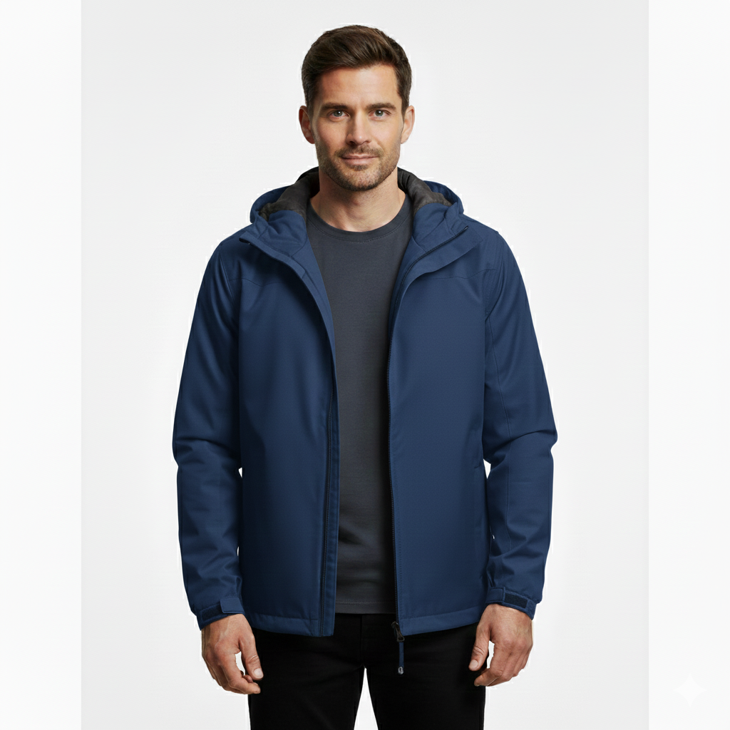 Men's Lightweight Waterproof Jacket with Durable Nylon Construction