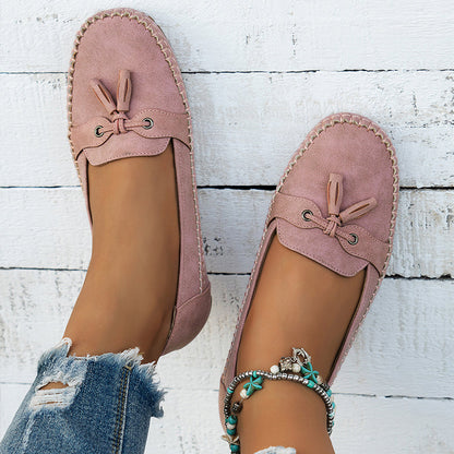 Lisa Women's Slip On Bow Detail Flat Shoes, view 18