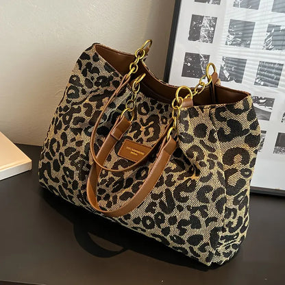 Eleanor Women's Woven Leopard Print Tote Bag, view 2
